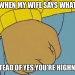 Aurthur | WHEN MY WIFE SAYS WHAT; INSTEAD OF YES YOU’RE HIGHNESS | image tagged in funny memes,memes,dank memes,dank,lol so funny,viral meme | made w/ Imgflip meme maker