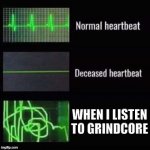 Grindcore Metal Heartbeat | WHEN I LISTEN TO GRINDCORE | image tagged in heartbeat comparisons | made w/ Imgflip meme maker