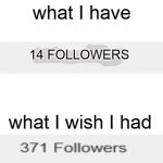 I just want followers ): | what I have; 14 FOLLOWERS; what I wish I had | image tagged in followers,memes,funny,so true memes,begging,sad but true | made w/ Imgflip meme maker