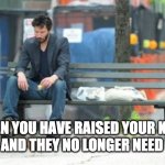 Sad Mom | WHEN YOU HAVE RAISED YOUR KIDS WELL AND THEY NO LONGER NEED YOU. | image tagged in memes,sad keanu,mom,parenting | made w/ Imgflip meme maker