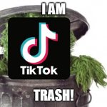 tik tok the trash man | I AM; TRASH! | image tagged in oscar trashcan sesame street,memes,funny,tik tok | made w/ Imgflip meme maker