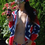 Woman rebel flag bikini
