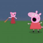 Piggy chaseing Peppa