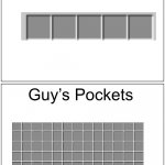 Blank Comic Panel 1x2 | Girl’s pockets; Guy’s Pockets | image tagged in memes,blank comic panel 1x2 | made w/ Imgflip meme maker