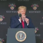 trump trying to drink water meme