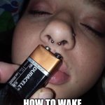 Wake Millennial | HOW TO WAKE A MILLENNIAL | image tagged in nose ring battery | made w/ Imgflip meme maker