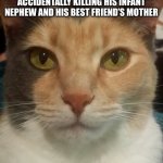 Judgment Cat | 13 OR 14-YEAR-OLD KID ACCIDENTALLY BURNS DOWN SISTER’S AND BROTHER-IN-LAW’S HOUSE SMOKING, ACCIDENTALLY KILLING HIS INFANT NEPHEW AND HIS BEST FRIEND’S MOTHER; FOREVER BRANDS HIM AS A MURDERER AND ARSONIST | image tagged in judgment cat | made w/ Imgflip meme maker