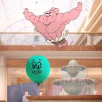 Amazing world of gumball: Richard jumping on balloon meme
