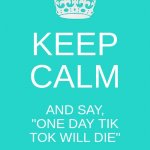 IMGFLIP IS BETTER THAN TIKTOK | KEEP CALM AND SAY, "ONE DAY TIK TOK WILL DIE" | image tagged in memes,keep calm and carry on aqua | made w/ Imgflip meme maker