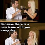 Dating do's and don'ts | Do they call you 
newspaper? No, why? Because there is a 
new issue with you 
every day. | image tagged in couple drinking,issues,dating | made w/ Imgflip meme maker