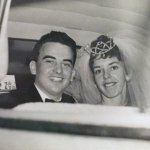Married couple, 1950s, wife looks cheeky