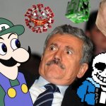 Weegee, Corona, Trump, Sans and Creeper scare Massimo D'Alema | image tagged in massimo d'alema,weegee,coronavirus,covid-19,coronavirus meme,oh wow are you actually reading these tags | made w/ Imgflip meme maker