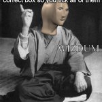 Wizdum | When the test says tick the correct box so you tick all of them | image tagged in wizdum | made w/ Imgflip meme maker