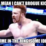 What do you mean I can’t do that? | WHAT DO YOU MEAN I CAN’T BROGUE KICK IN PUBLIC? I DO IT ALL THE TIME IN THE RING. SOME IDIOTS DESERVE IT. | image tagged in what,sheamus,brogue kick,what do you mean | made w/ Imgflip meme maker