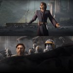 Anakin Surrenders and Obi-Wan watches meme