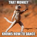 Dancing monkey | THAT MONKEY; KNOWS HOW TO DANCE | image tagged in dancing monkey | made w/ Imgflip meme maker