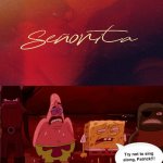 TRY NOT TO SING ALONG | SENORITA | image tagged in spongebob don't sing along | made w/ Imgflip meme maker