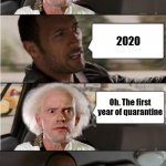 Coronavirus - First year of quarantine | Can you tell me 
what year it is? 2020; Oh. The first year of quarantine | image tagged in the rock driving dr emmett brown asking template | made w/ Imgflip meme maker