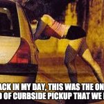 Curbside | BACK IN MY DAY, THIS WAS THE ONLY KIND OF CURBSIDE PICKUP THAT WE HAD. | image tagged in prostitutes too expensive | made w/ Imgflip meme maker