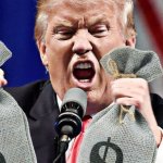 Trump with money bags