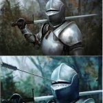 Knight arrow spear between eyes