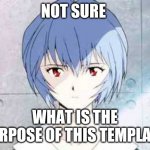 Ich habe keine Ahnung! | NOT SURE; WHAT IS THE PURPOSE OF THIS TEMPLATE. | image tagged in rei ayanami neon genesis evangelion,neon genesis evangelion,no ideas,i have no idea | made w/ Imgflip meme maker
