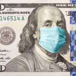 Benjamin Franklin stays safe with a mask - dollar bill