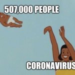 coronavirus | 507,000 PEOPLE; CORONAVIRUS | image tagged in yeet baby | made w/ Imgflip meme maker