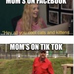 Two types of mom's | MOM'S ON FACEBOOK; MOM'S ON TIK TOK | image tagged in tiger king joe carole comparison | made w/ Imgflip meme maker