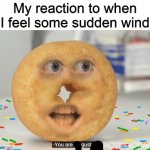 Shane Dawson Donut meme | My reaction to when I feel some sudden wind | image tagged in shane dawson angry donut,memes,puns,shitpost,shitposts | made w/ Imgflip meme maker