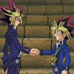 yugi shaking hands