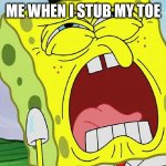 My pain | ME WHEN I STUB MY TOE | image tagged in spongebob yelling,pain | made w/ Imgflip meme maker