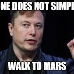 Elon does not simply | ONE DOES NOT SIMPLY; WALK TO MARS | image tagged in elon does not simply | made w/ Imgflip meme maker