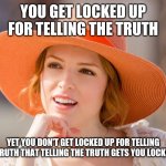 Funny | YOU GET LOCKED UP FOR TELLING THE TRUTH; YET YOU DON'T GET LOCKED UP FOR TELLING THE TRUTH THAT TELLING THE TRUTH GETS YOU LOCKED UP | image tagged in condescending kendrick | made w/ Imgflip meme maker