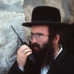 Jew with shut it down walkie talkie