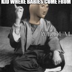 Wizdum | WHEN A PARENT TELLS A KID WHERE BABIES COME FROM | image tagged in wizdum,memes | made w/ Imgflip meme maker