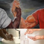 Epic handshake hand-washing