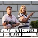 Harsh Language | WHAT ARE WE SUPPOSED TO USE, HARSH LANGUAGE? | image tagged in mccloskey | made w/ Imgflip meme maker