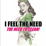Top Housewife | THE NEED TO CLEAN! I FEEL THE NEED | image tagged in 50's housewife,top gun,movie quotes,funny memes,housework,cleaning | made w/ Imgflip meme maker