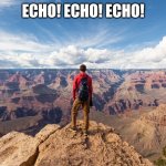 echo chamber | ECHO! ECHO! ECHO! | image tagged in echo chamber | made w/ Imgflip meme maker