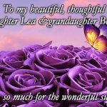 Thank you | To my beautiful, thoughtful daughter Lea &grandaughter Beth. Thank you so much for the wonderful surprise xxx | image tagged in purple | made w/ Imgflip meme maker