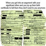 Birth Certificate Rip Of Existence meme