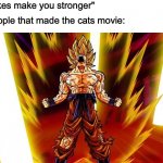 What were they thinking? | "mistakes make you stronger"; The people that made the cats movie: | image tagged in super saiyan | made w/ Imgflip meme maker