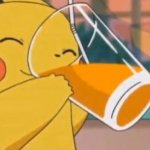 Pikachu dinking juice meme