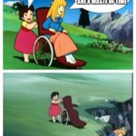 Wheelchair cartoon cliff | SO, WHAT DO YOU THINK ABOUT MEMES? I THINK THEY ARE A WASTE OF TIME | image tagged in wheelchair cartoon cliff | made w/ Imgflip meme maker