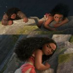 Moana climbing angrily