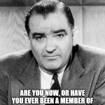 Joe McCarthy | ARE YOU NOW, OR HAVE YOU EVER BEEN A MEMBER OF THE MSE DISCUSSION TIME FORUM? | image tagged in joe mccarthy | made w/ Imgflip meme maker
