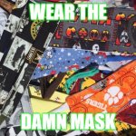 wear the damn mask | WEAR THE; DAMN MASK | image tagged in wear the mask | made w/ Imgflip meme maker