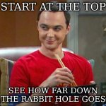 Filipino food | START AT THE TOP; SEE HOW FAR DOWN THE RABBIT HOLE GOES | image tagged in sheldon chinese food | made w/ Imgflip meme maker