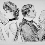 Victorian Gibson Girl And Man Reading After Their First Argument